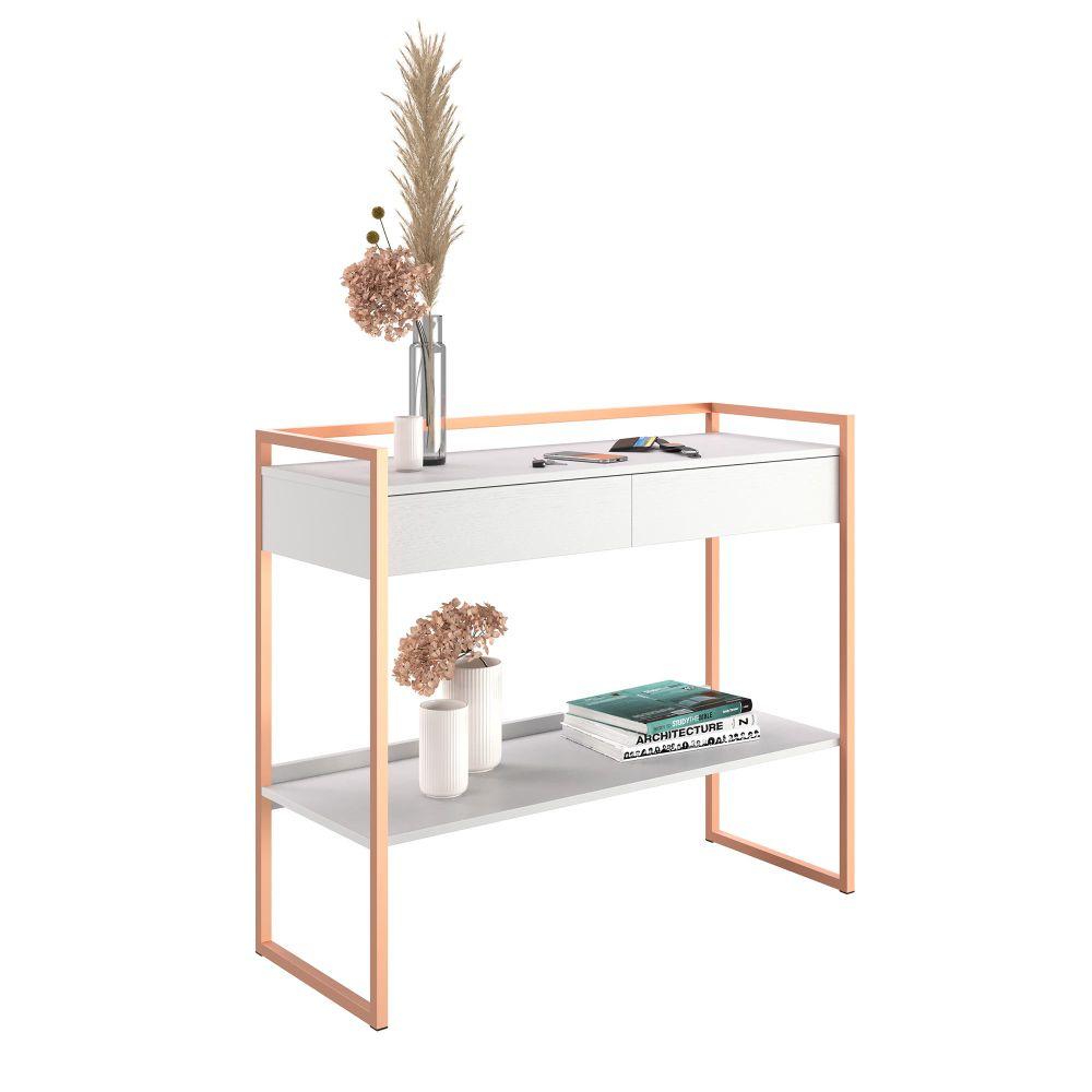 Aparador Bancada Buffet Industrial - Branco/Cobre