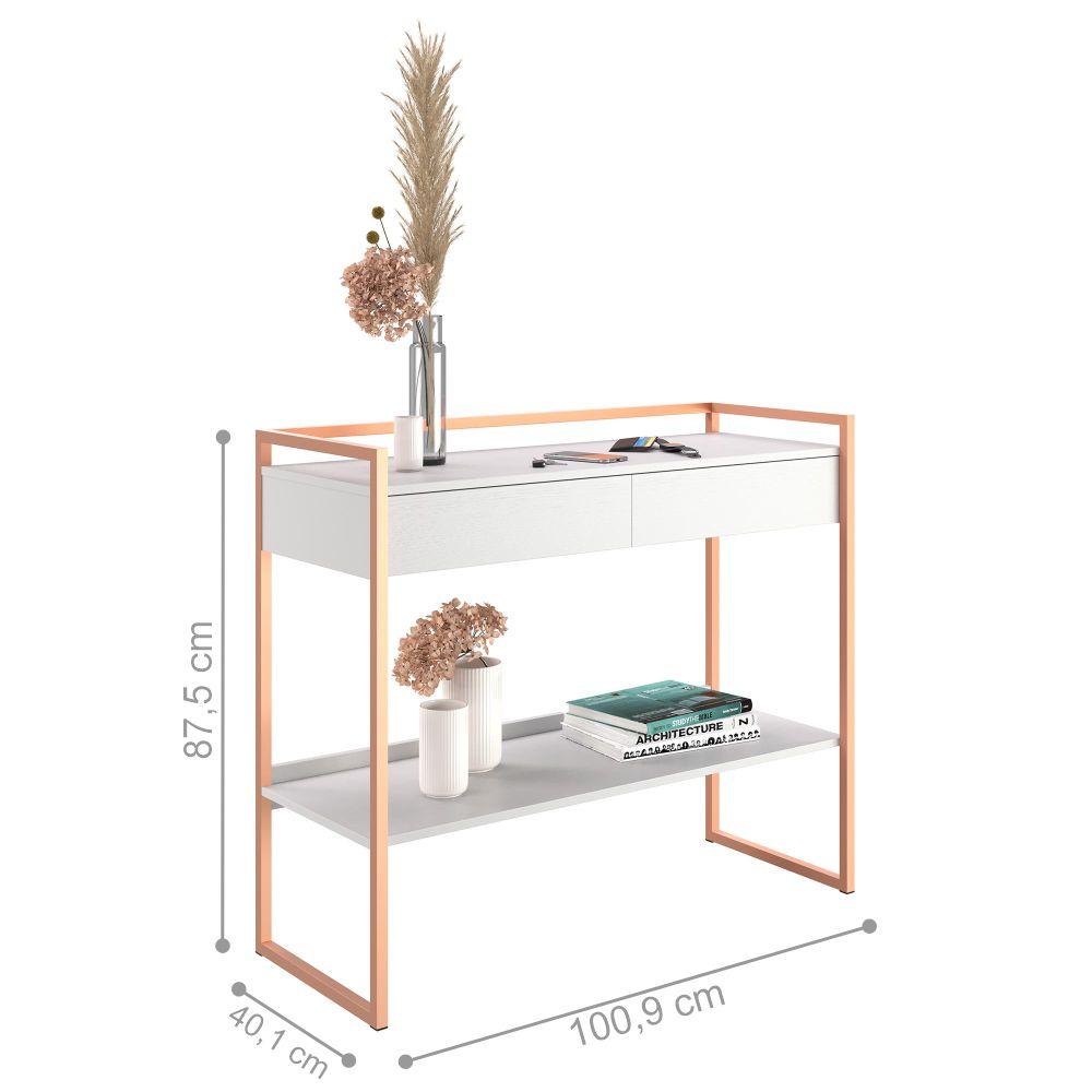 Aparador Bancada Buffet Industrial - Branco/Cobre