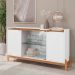 Aparador Buffet Com Vidro 2 Portas Roma Branco Cedro