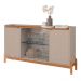 Aparador Buffet Com Vidro 2 Portas Roma Off White Cedro