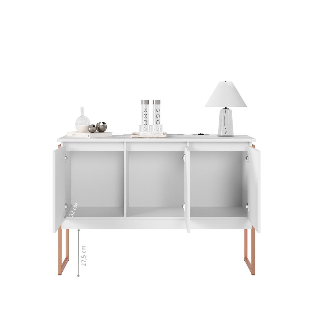 Aparador Buffet com 3 Portas Bari Branco Cobre