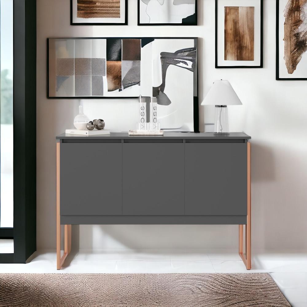 Aparador Buffet com 3 Portas Bari Preto Cobre