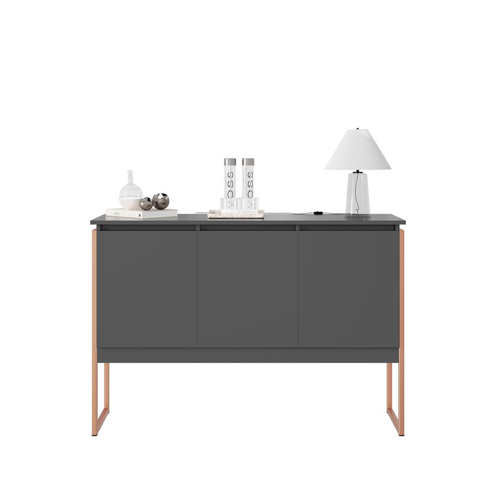Aparador Buffet com 3 Portas Bari Preto Cobre