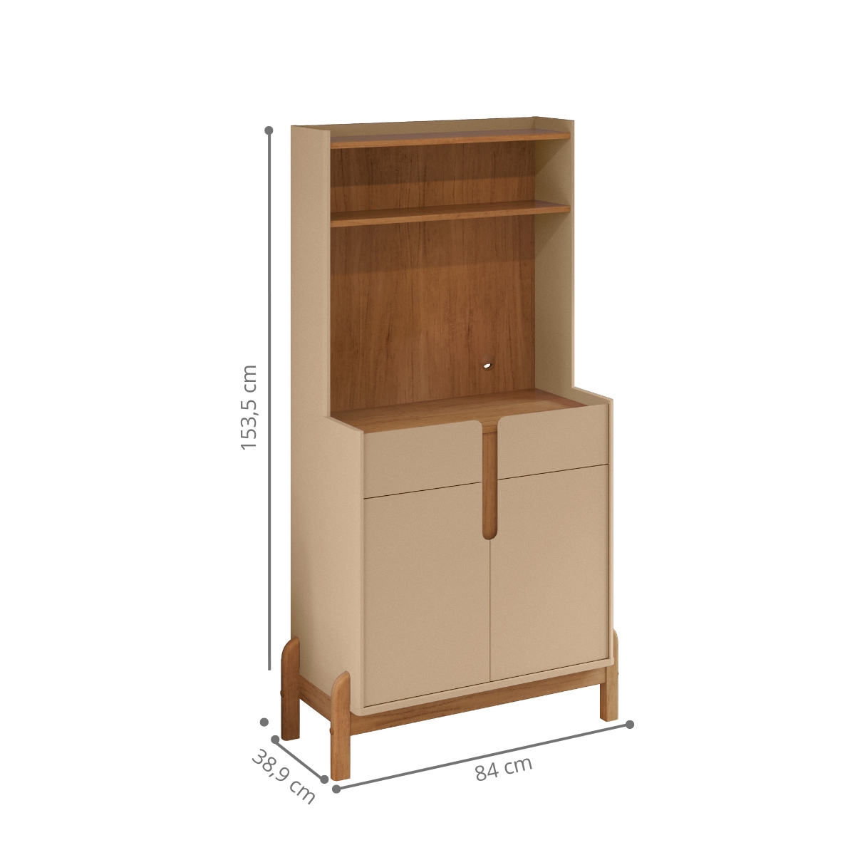 Aparador Café 2 Portas e 2 Gavetas Durbin Off White Cedro