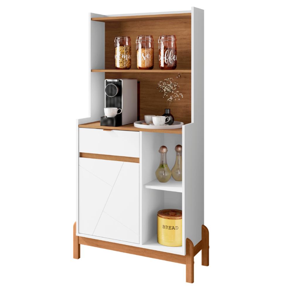 Aparador Café Retrô 1 Gaveta Milan Branco Cedro