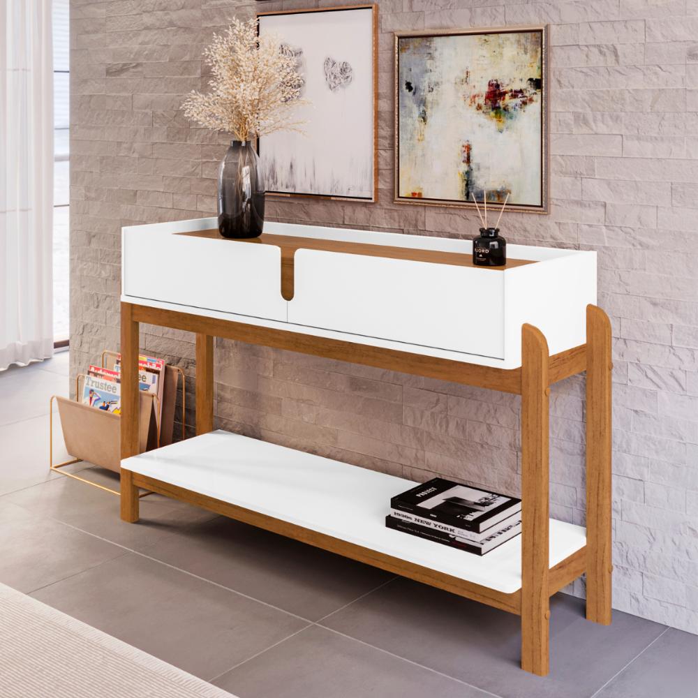 Aparador Retrô com 2 Gavetas Harman Branco Cedro