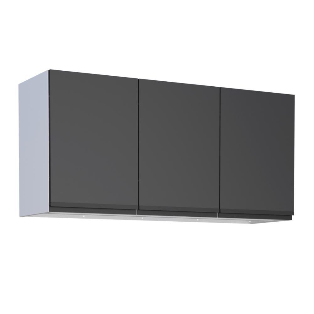 Armário Aéreo para Cozinha 3 Portas Anamã Preto