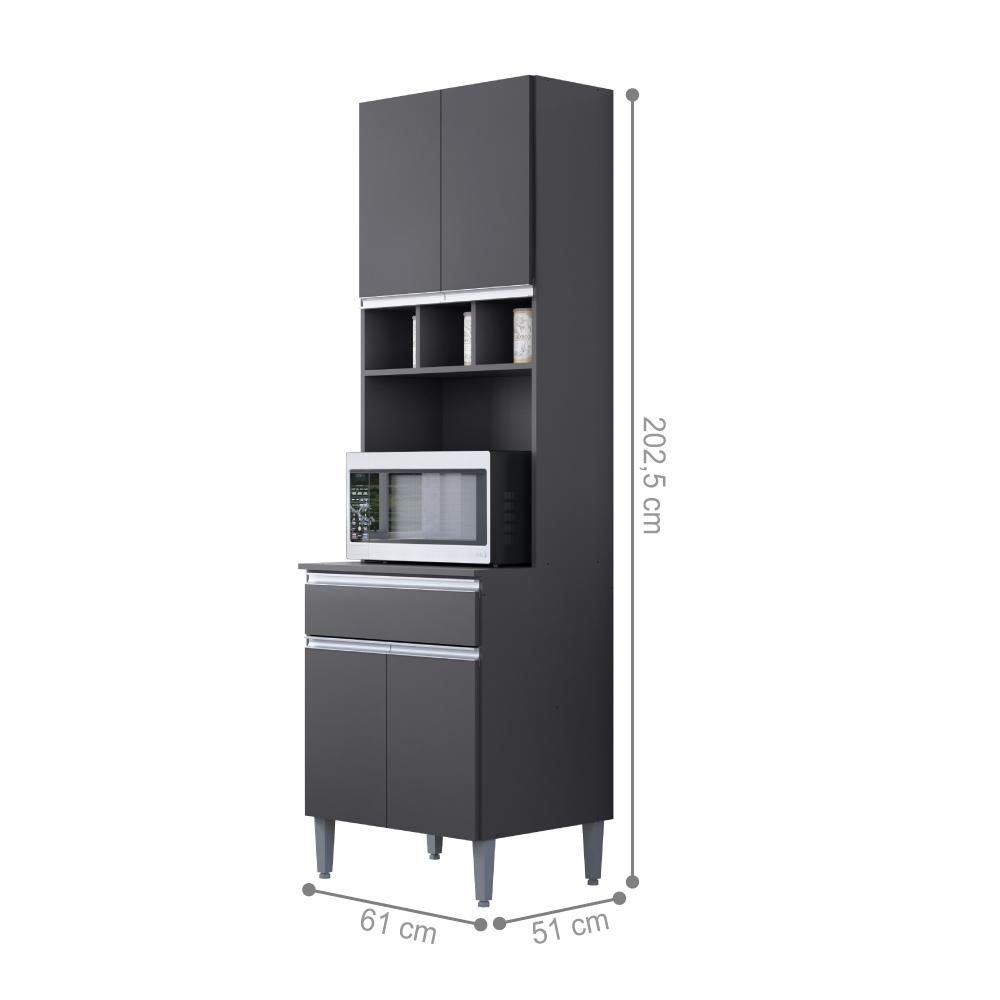 Armário de Cozinha 4 Portas Catanzaro Cinza