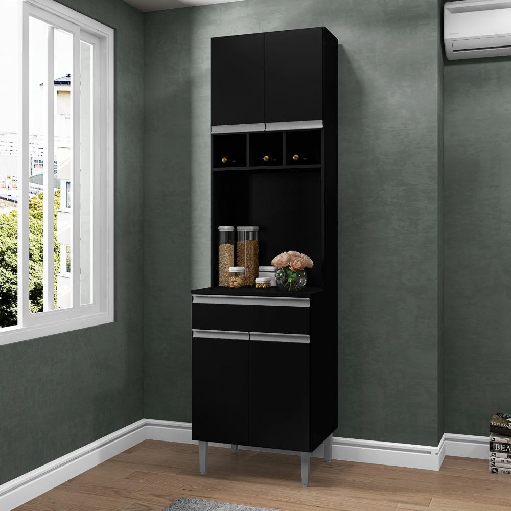 Armário de Cozinha 4 Portas Catanzaro Preto