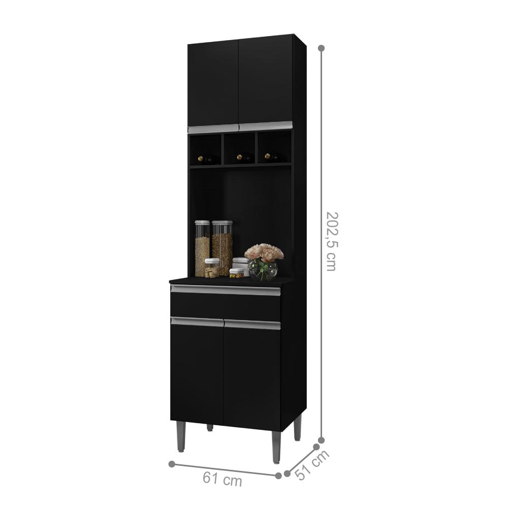 Armário de Cozinha 4 Portas Catanzaro Preto