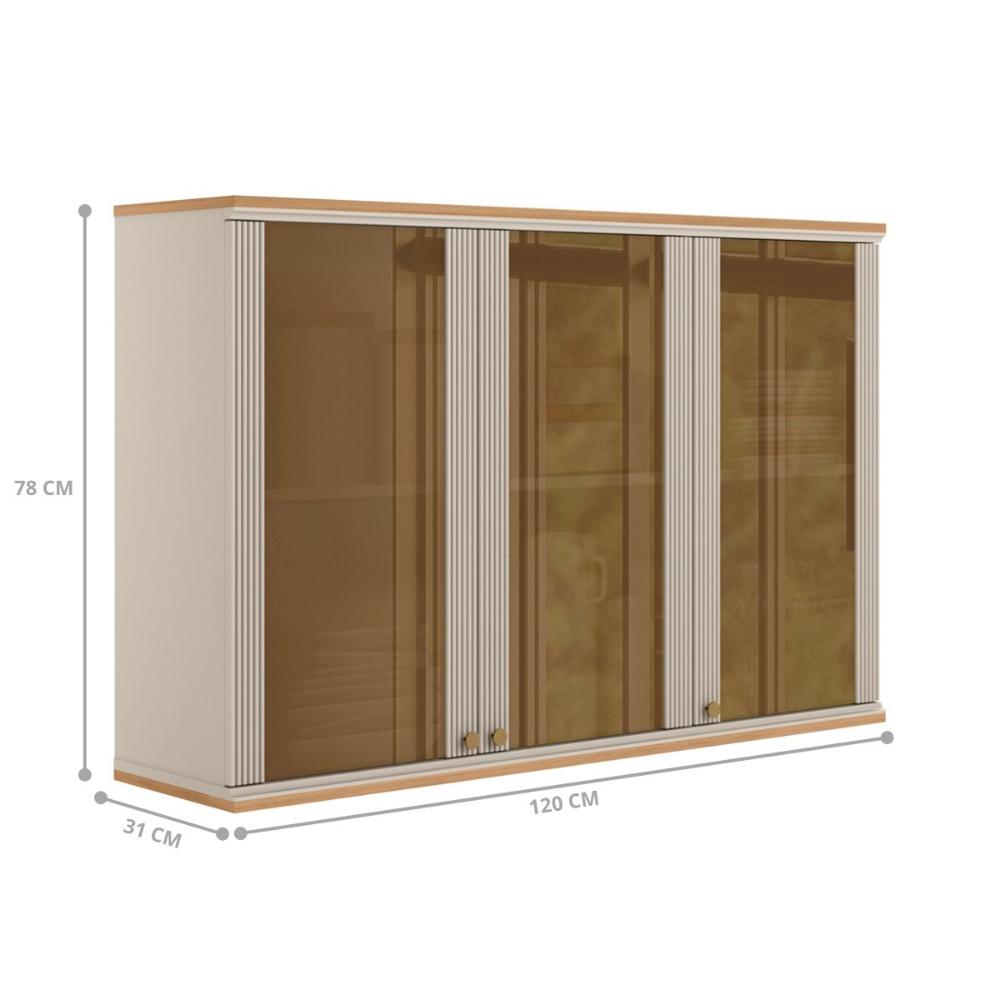 Armario Aereo 3 Portas Argentina Jequitiba Off White