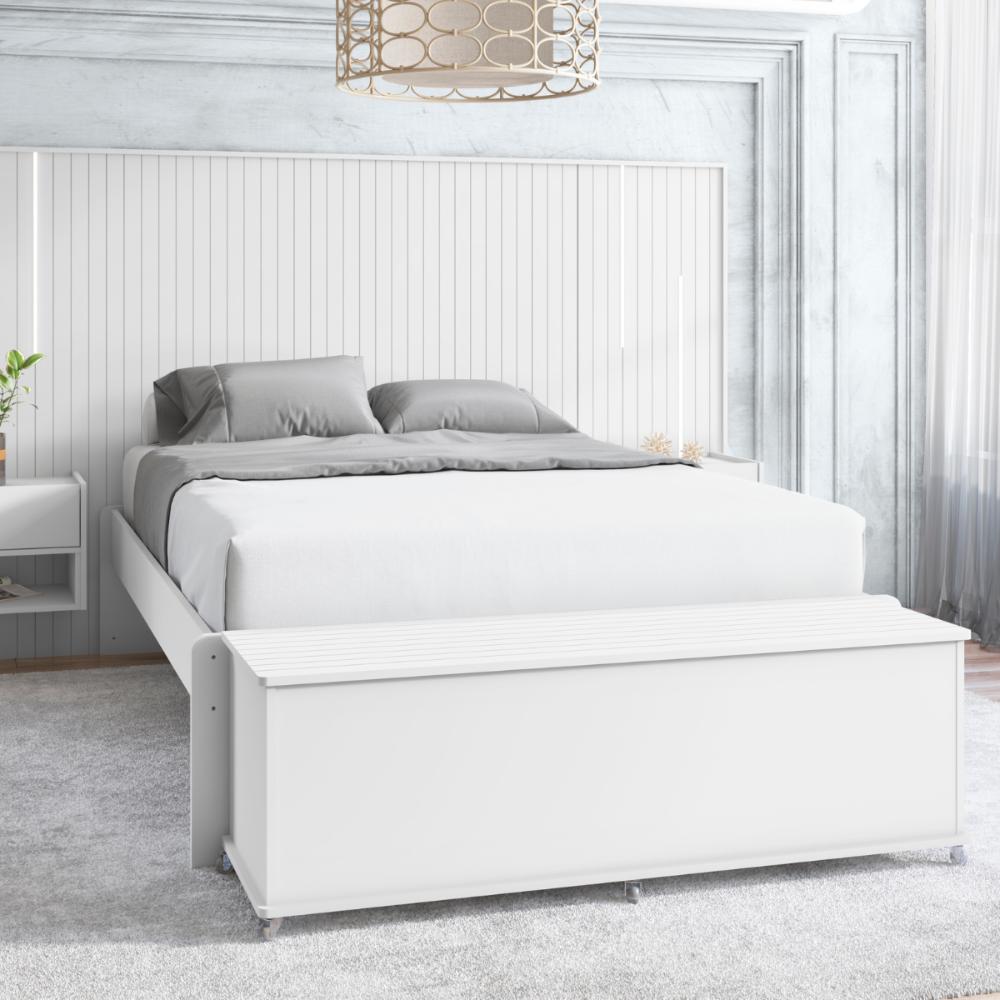Baú com Rodízios para Quarto Altair Branco
