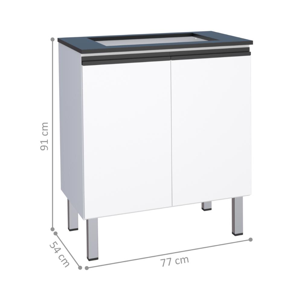 Balcão para Cooktop 5 Bocas de Cozinha Silves Branco