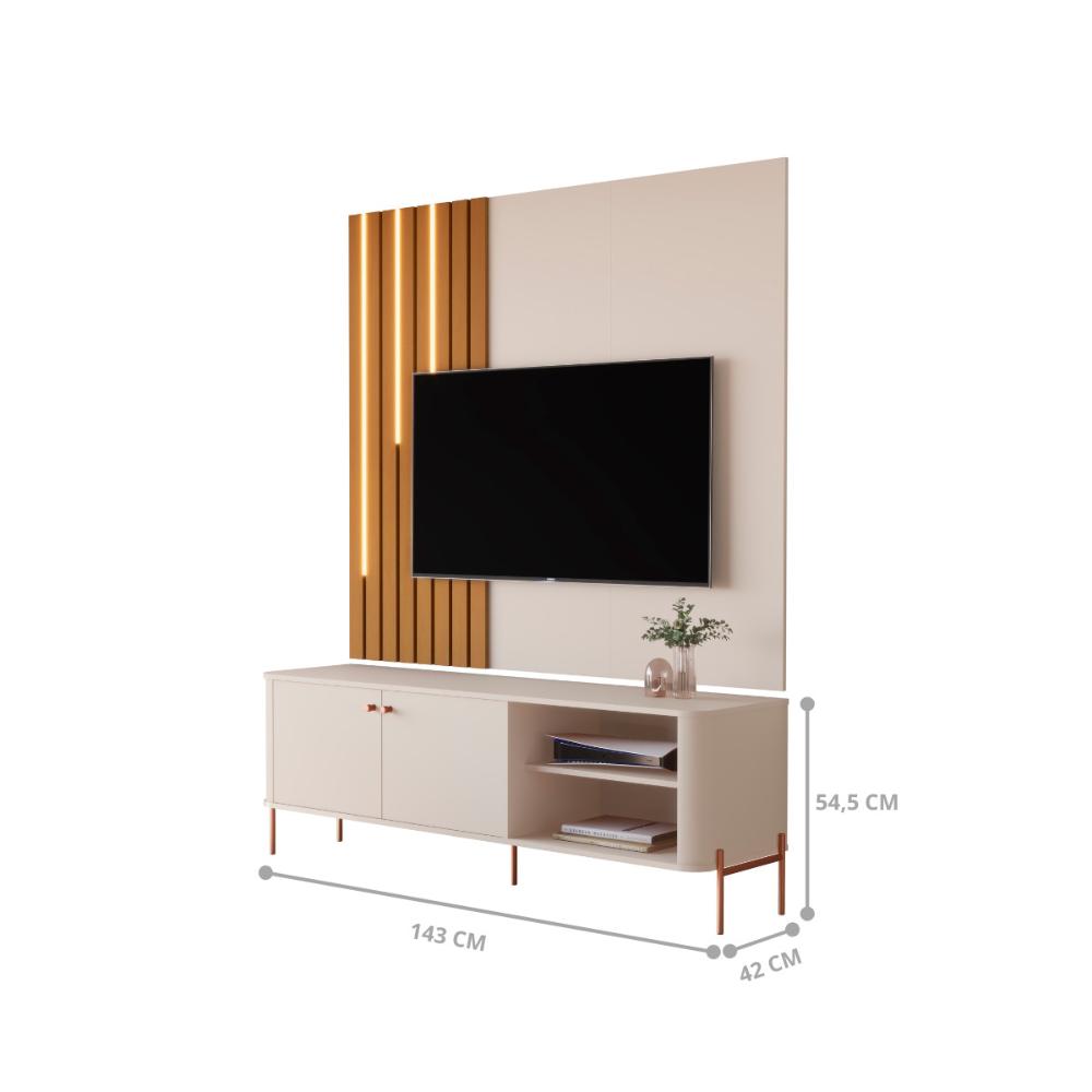 Bancada Para TV 58 Polegadas Boreal Off White Bronze