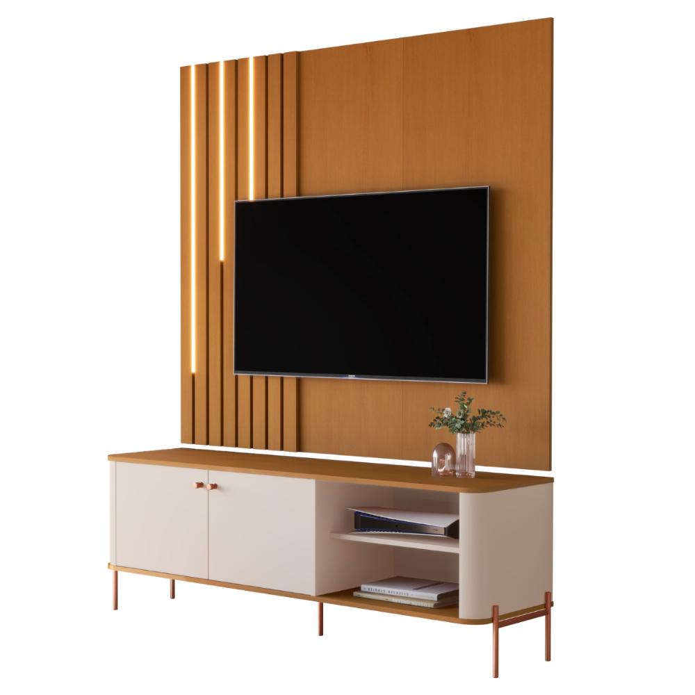 Bancada Para TV 58 Polegadas Boreal Off White Nature Bronze