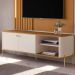 Bancada Para TV 58 Polegadas Boreal Off White Nature Dourado