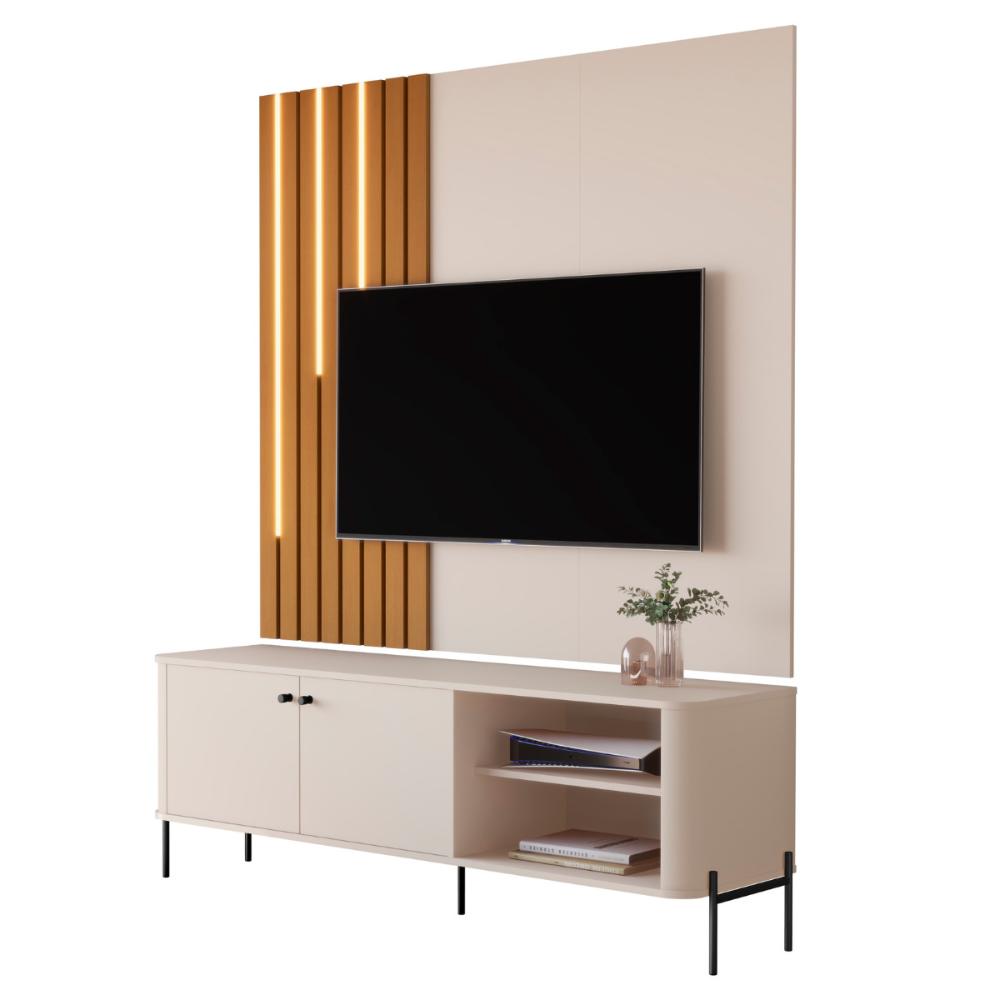 Bancada Para TV 58 Polegadas Boreal Off White Preto