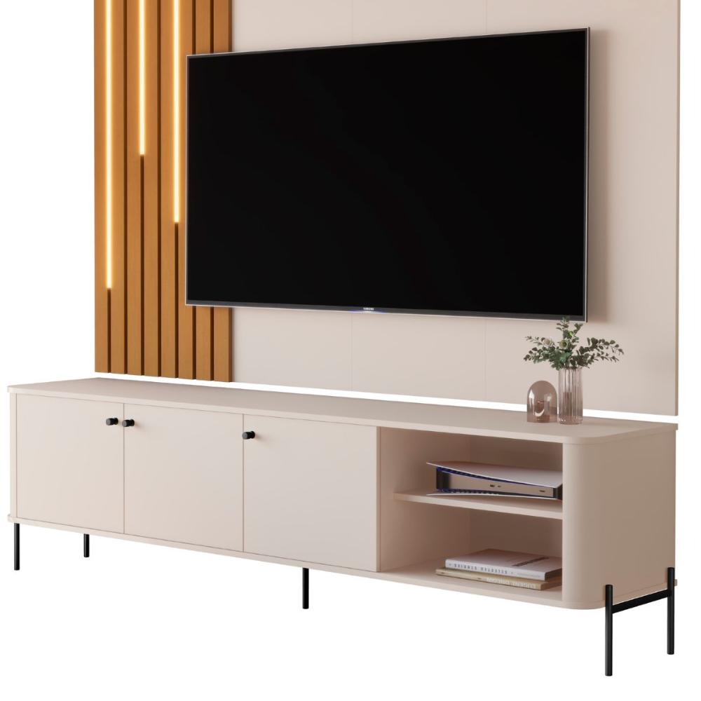 Bancada Para TV 70 Polegadas Boreal Off White Bronze