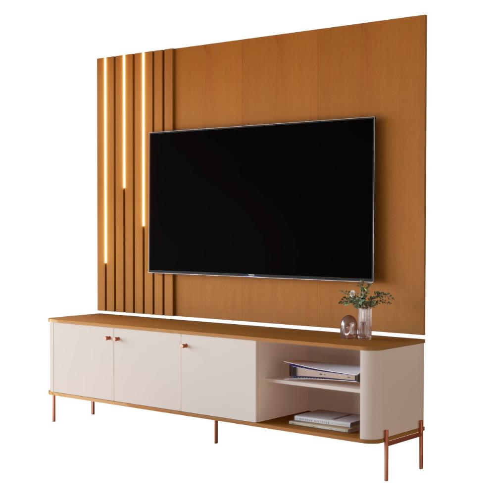 Bancada Para TV 70 Polegadas Boreal Off White Nature Bronze