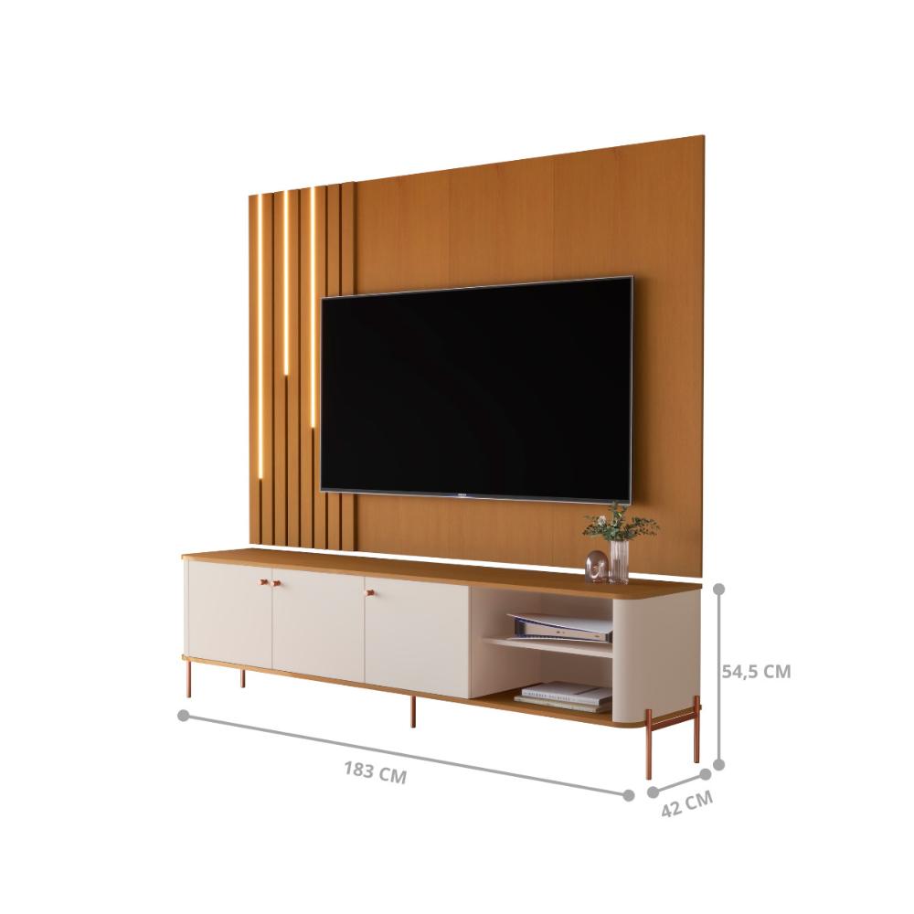 Bancada Para TV 70 Polegadas Boreal Off White Nature Bronze