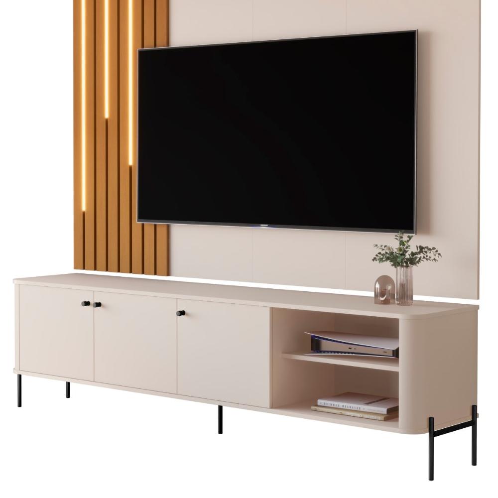 Bancada Para TV 70 Polegadas Boreal Off White Preto