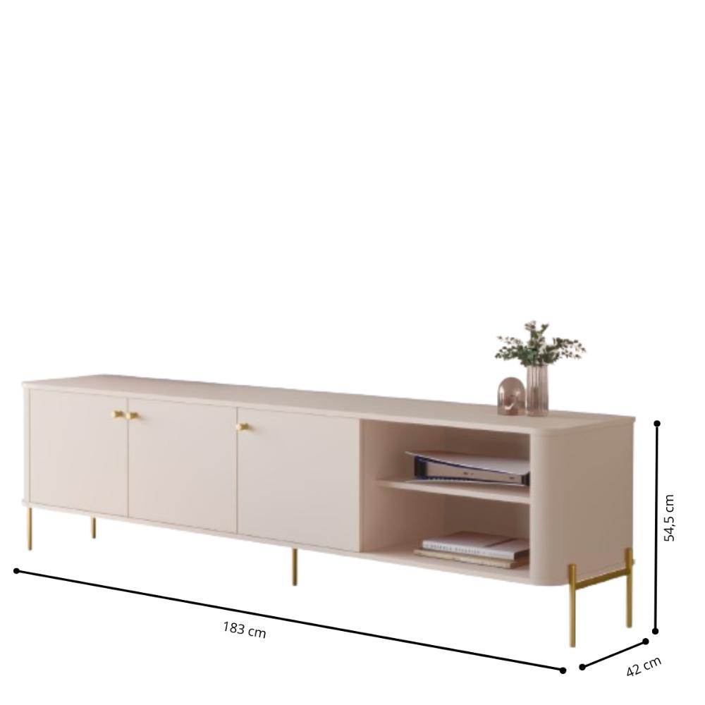 Bancada Para TV 70 Polegadas Sven Off White Dourado