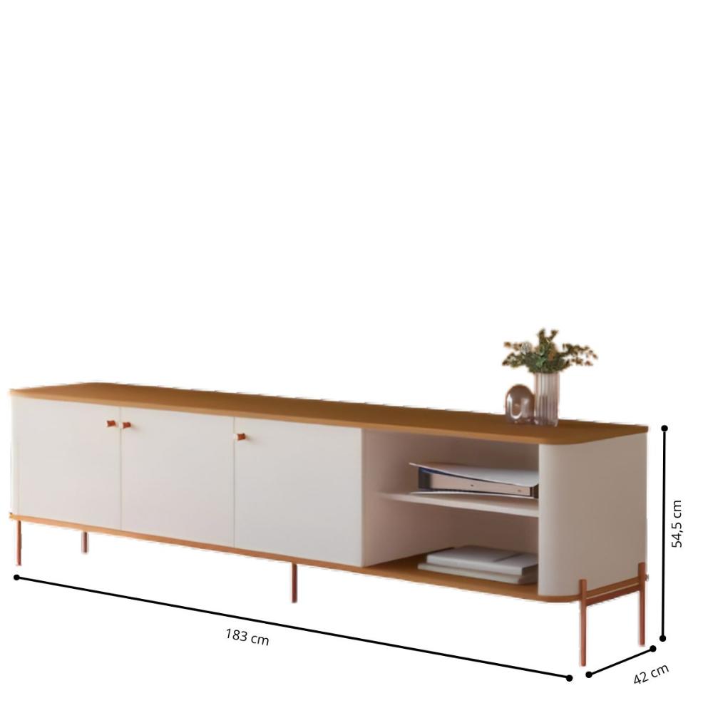 Bancada Para TV 70 Polegadas Sven Off White Nature Bronze