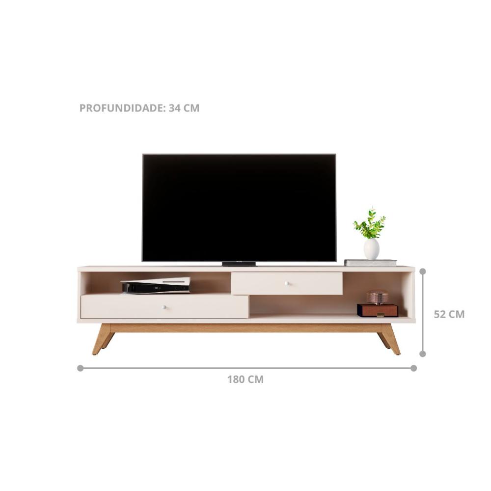 Bancada Para TV 75 Polegadas 1 Gaveta Tebas Off White