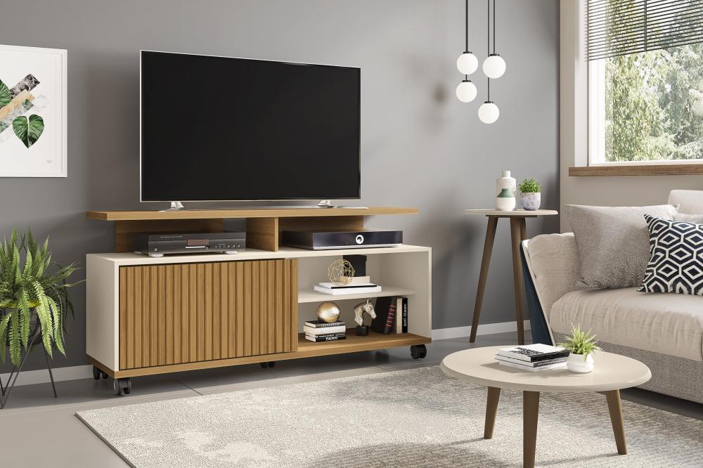 Bancada Para TV Barcelona Nature Off White Ripado