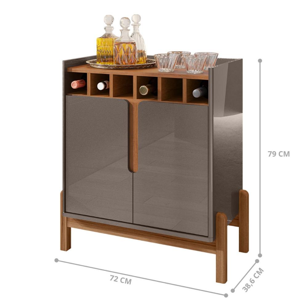 Bar com Adega e 2 Portas Weston Pérola Cedro