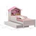 Bicama Infantil Solteiro Menina Casinha Branco Rosa