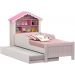 Bicama Solteiro Menina Casa de Princesa Infantil Branco Rosa