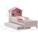 Bicama Solteiro Menina Casa de Princesa Infantil Branco Rosa