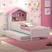 Bicama Solteiro Menina Casa de Princesa Infantil Branco Rosa