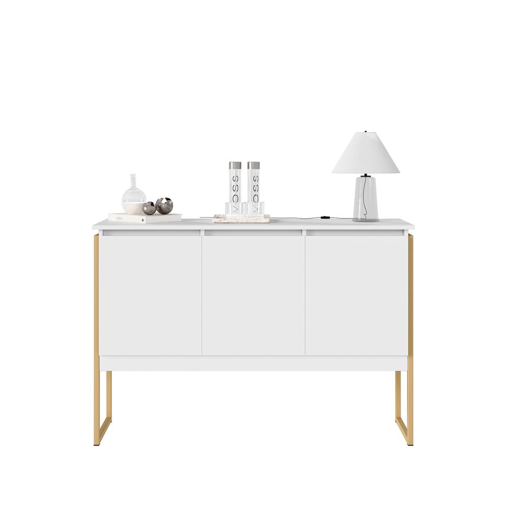 Buffet Aparador com 3 Portas Miami Branco Dourado