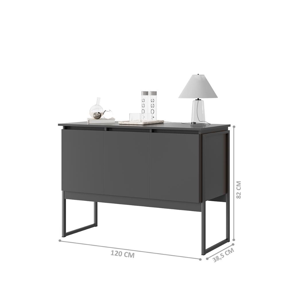 Buffet Aparador com 3 Portas Miami Preto Onix