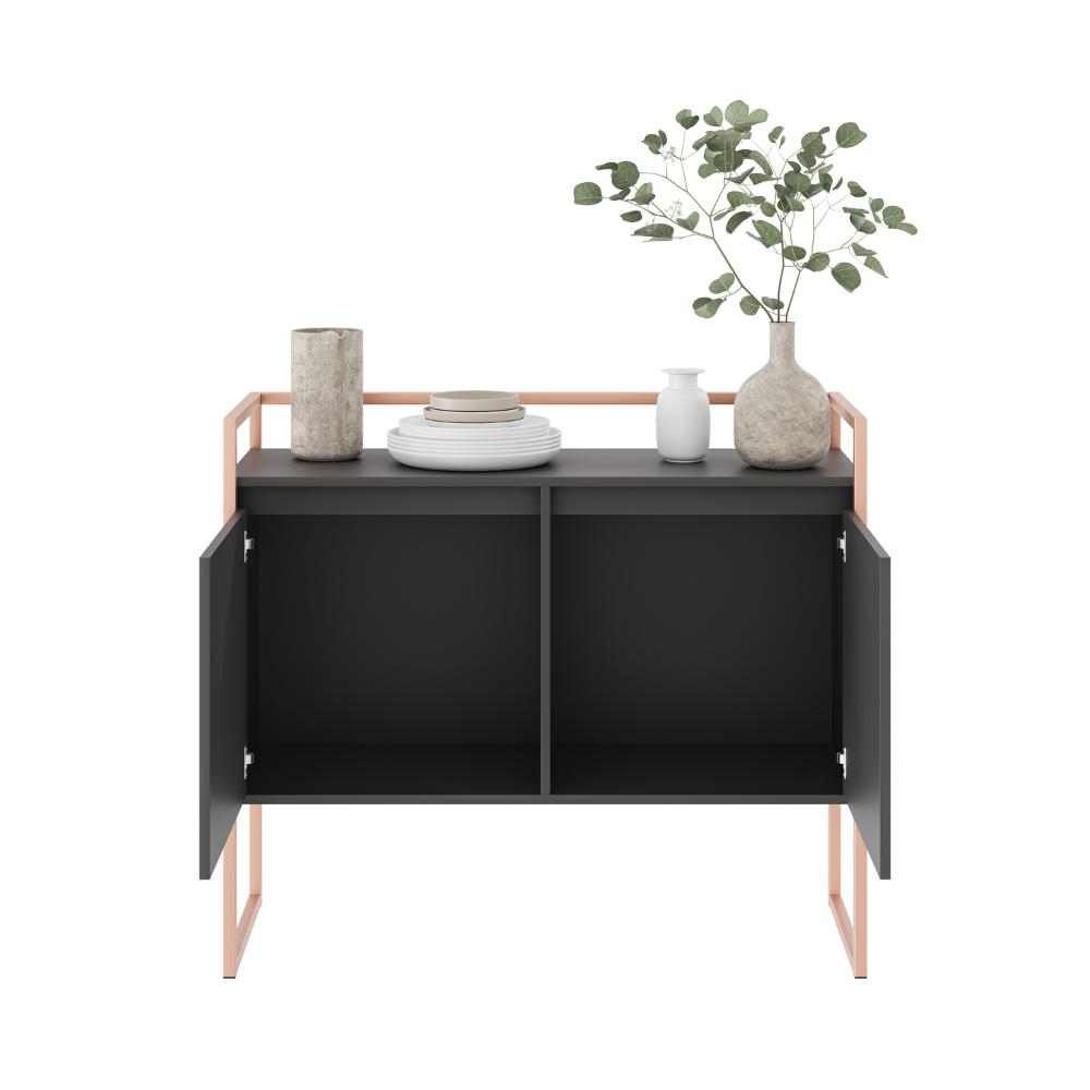 Buffet Junior Industrial 2 Portas Industrial Preto - Preto/Cobre