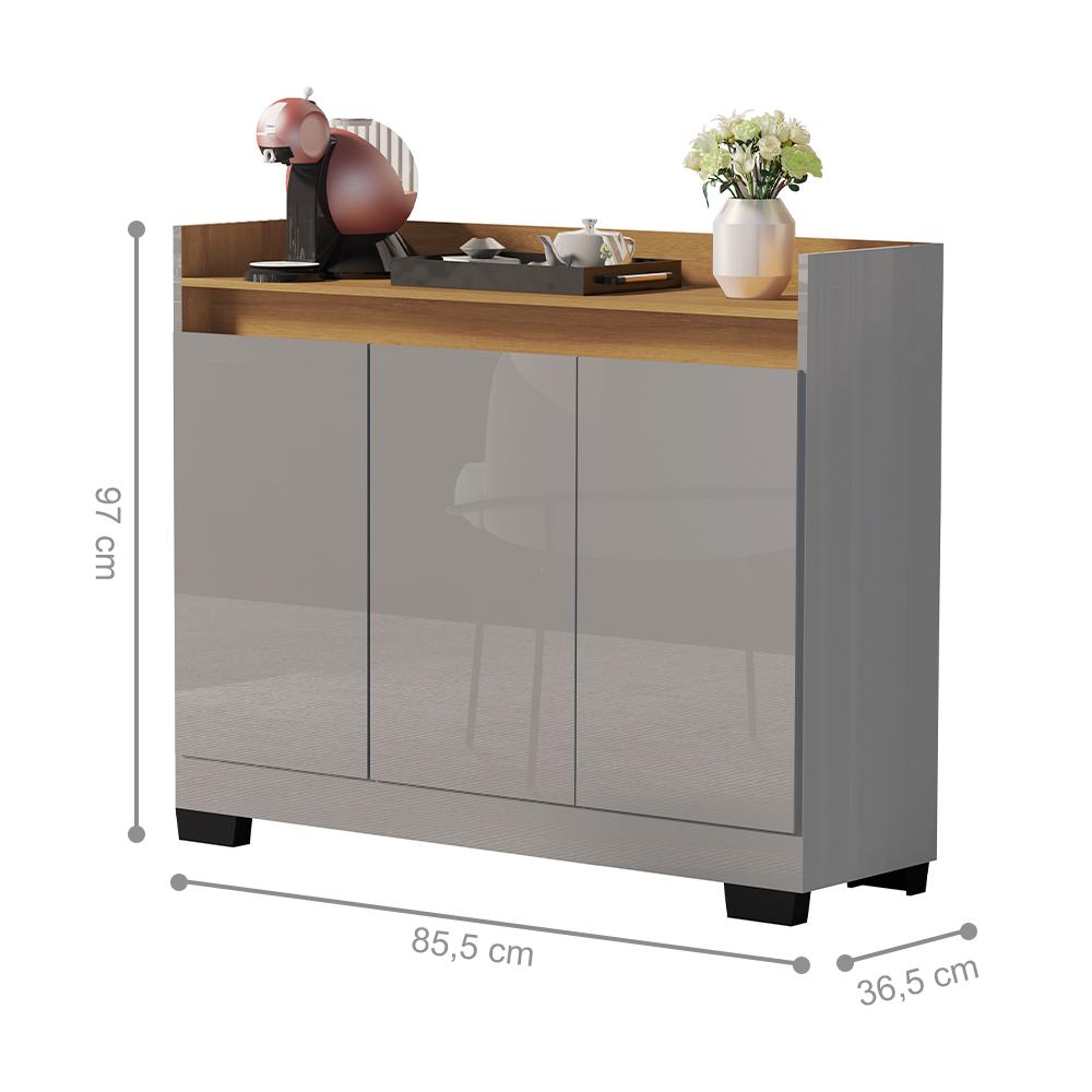 Buffet com 3 Portas Oklahoma Ônix Mel