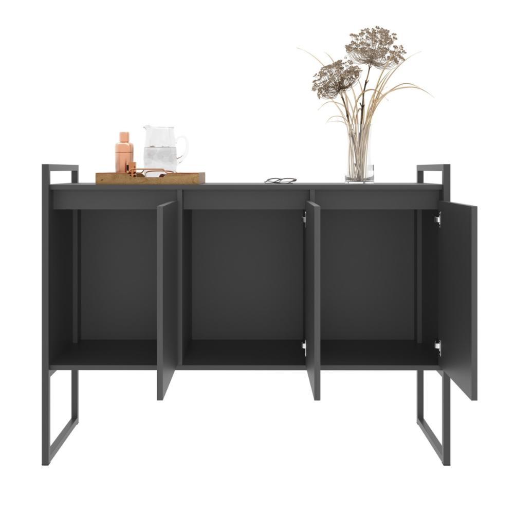 Buffet para Sala Industrial Manila Preto Onix