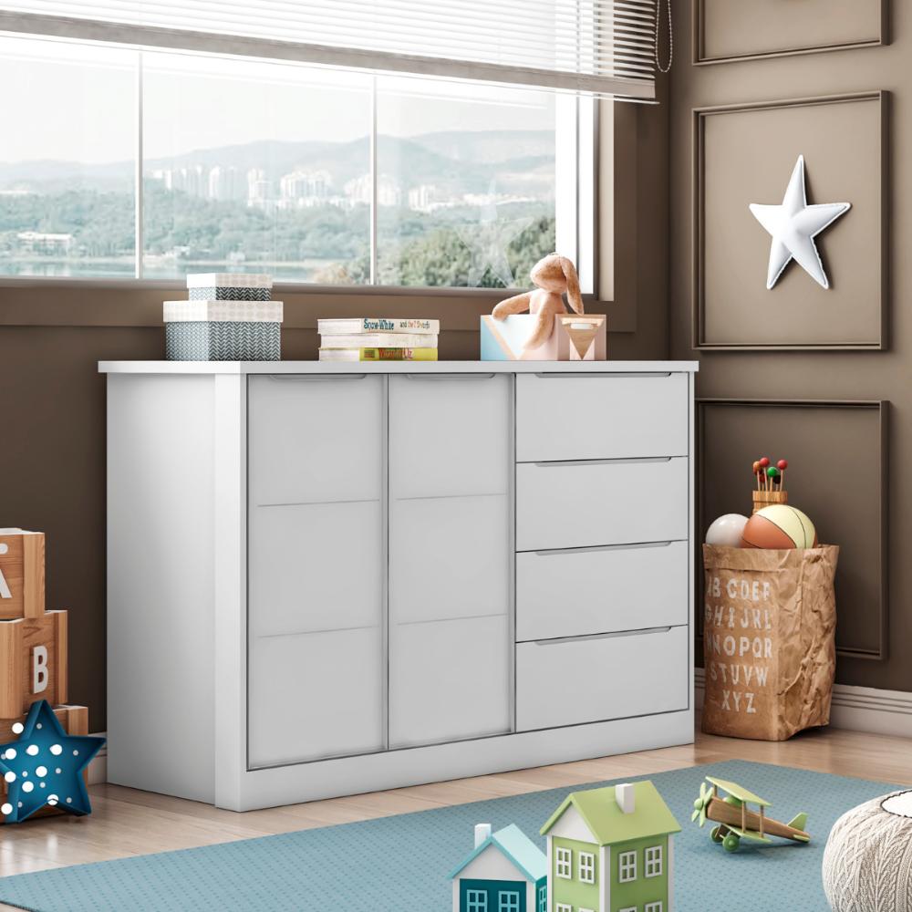 Cômoda 4 Gavetas e 1 Porta Atlanta Branco
