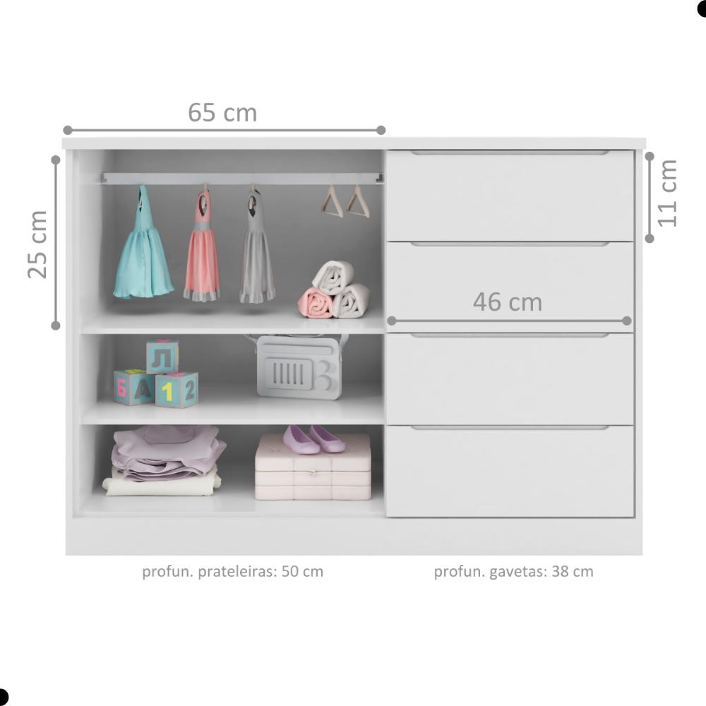Cômoda 4 Gavetas e 1 Porta Atlanta Branco
