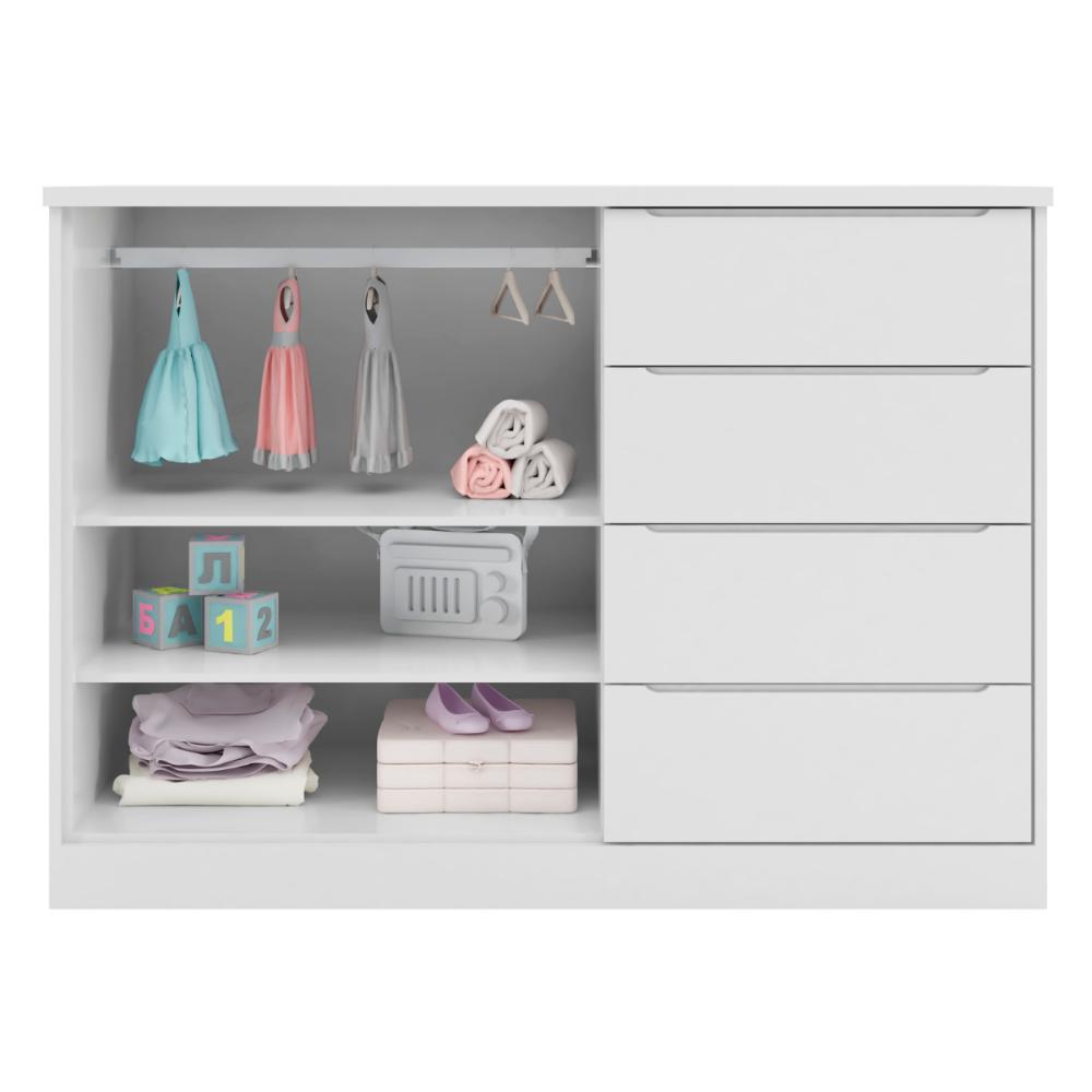 Cômoda 4 Gavetas e 1 Porta Atlanta Branco