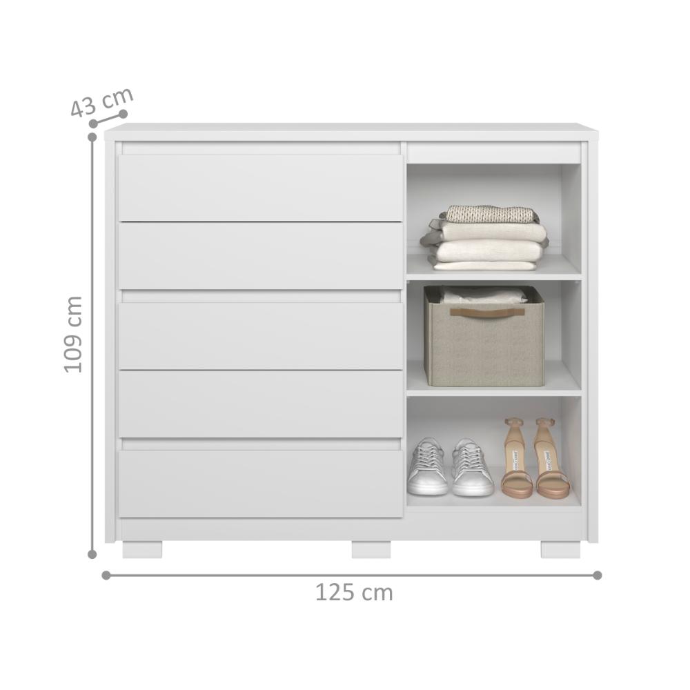 Cômoda Frisada com Sapateira Missal Branco