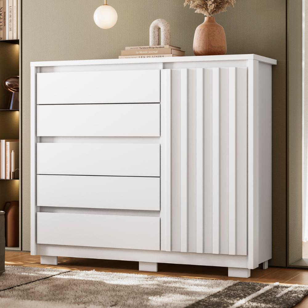 Cômoda Frisada com Sapateira Missal Branco