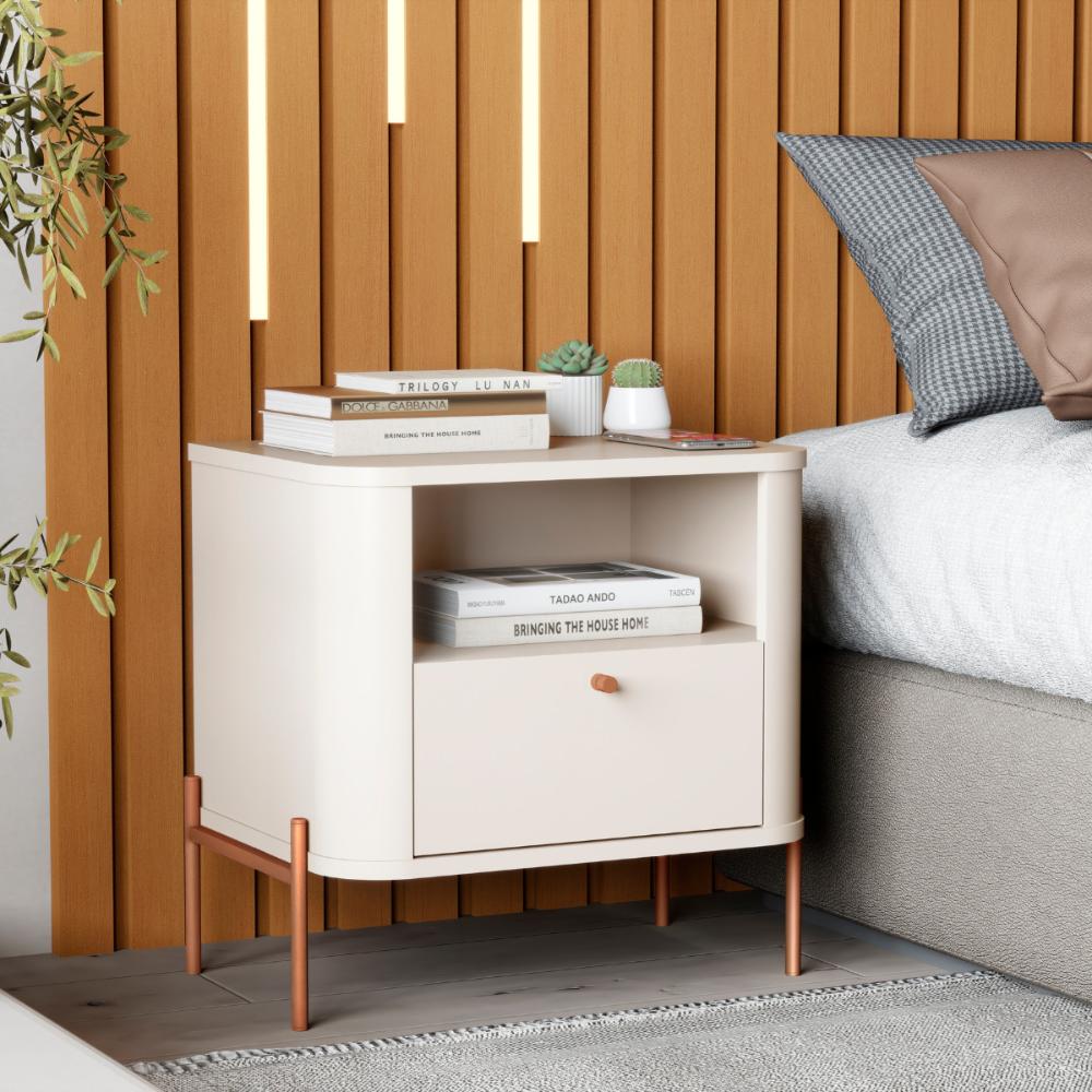 Cômoda Pequena Filadelfia Off White Bronze
