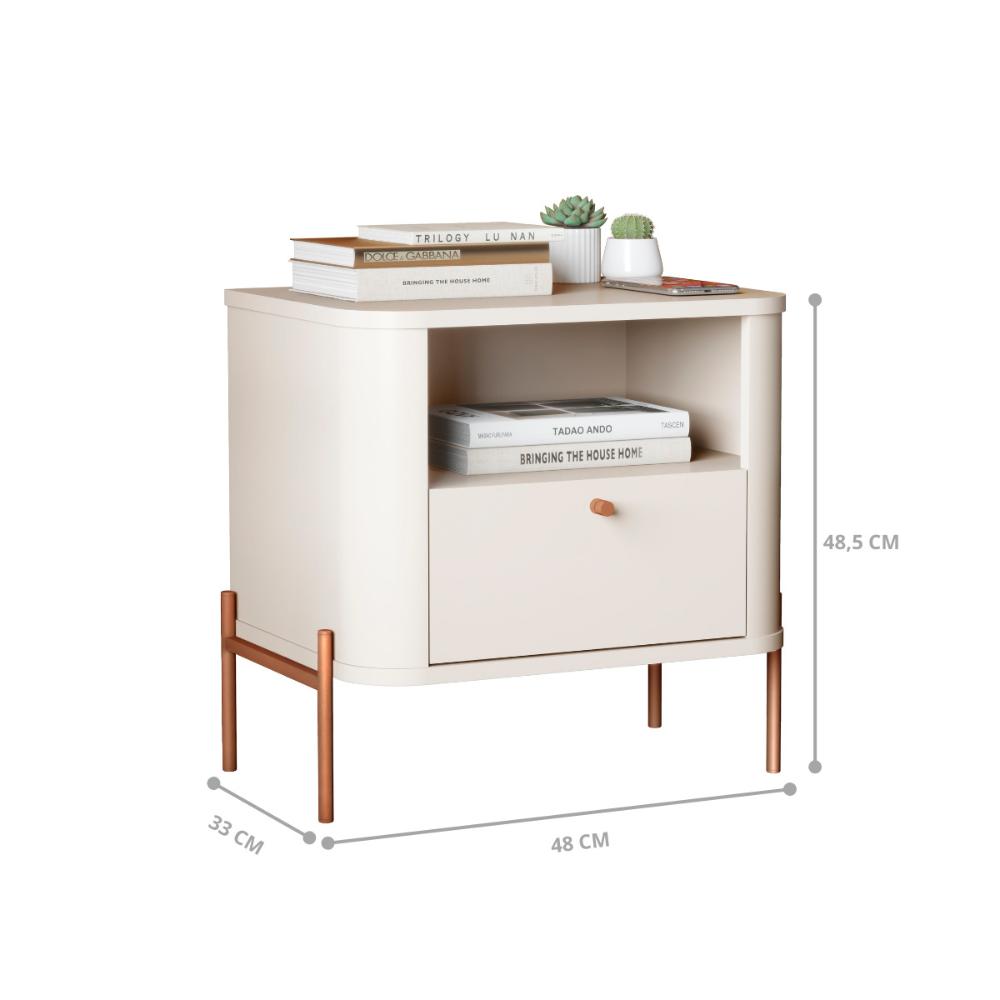 Cômoda Pequena Filadelfia Off White Bronze