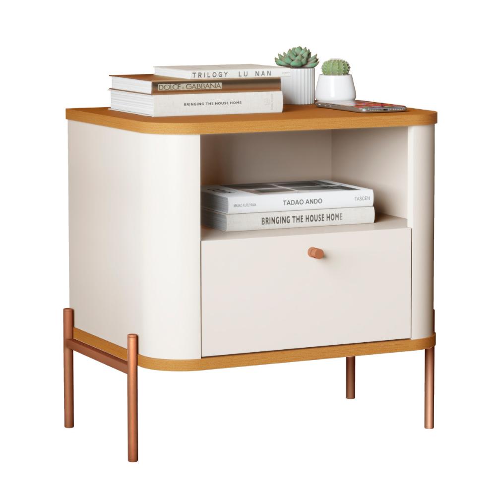 Cômoda Pequena Filadelfia Off White Nature Bronze