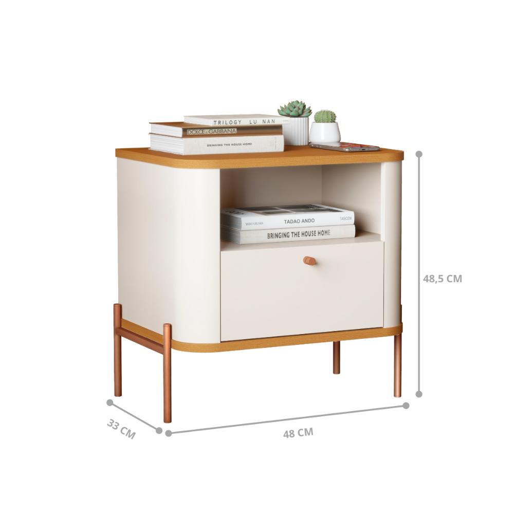 Cômoda Pequena Filadelfia Off White Nature Bronze
