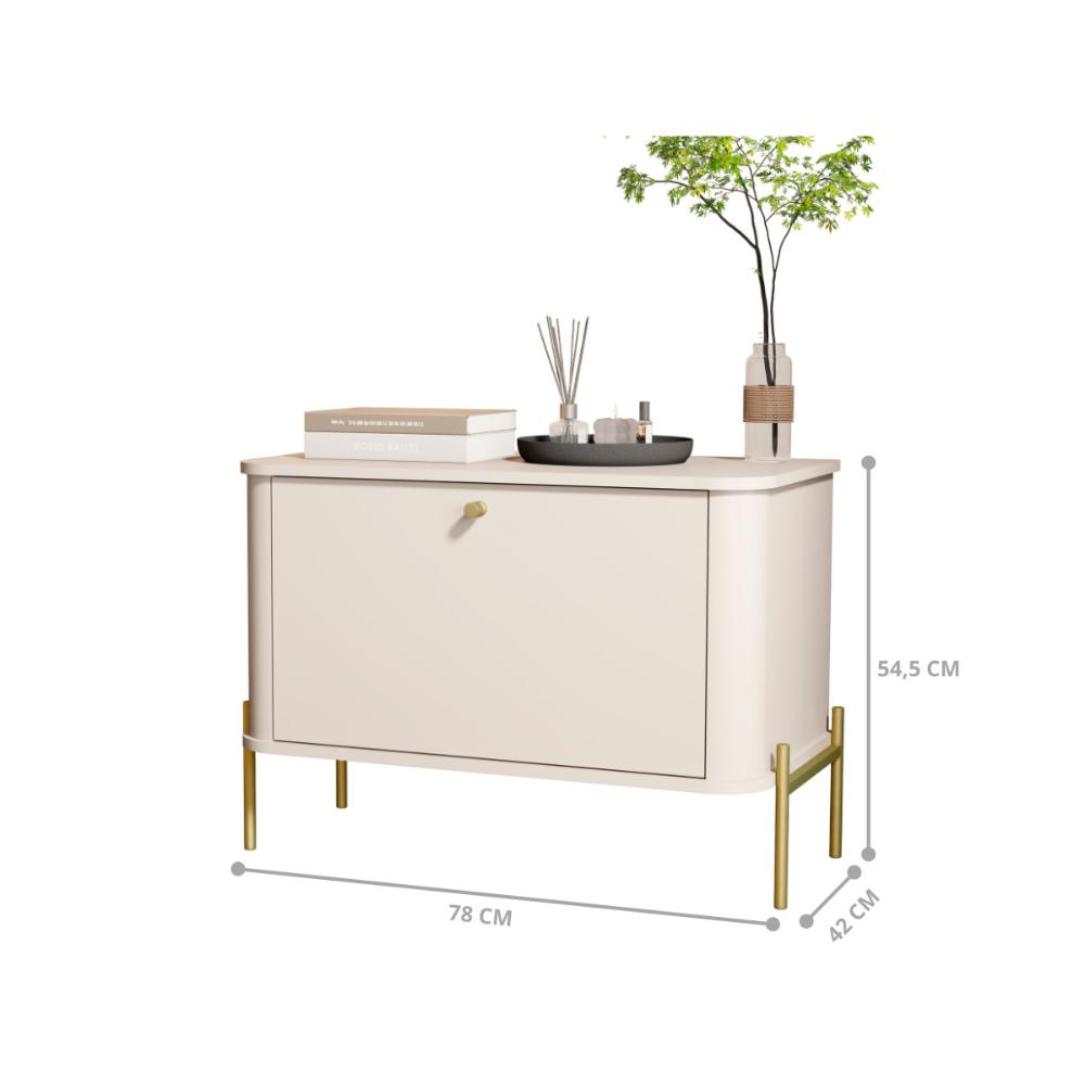 Cômoda Pequena Irondale Off White Dourado