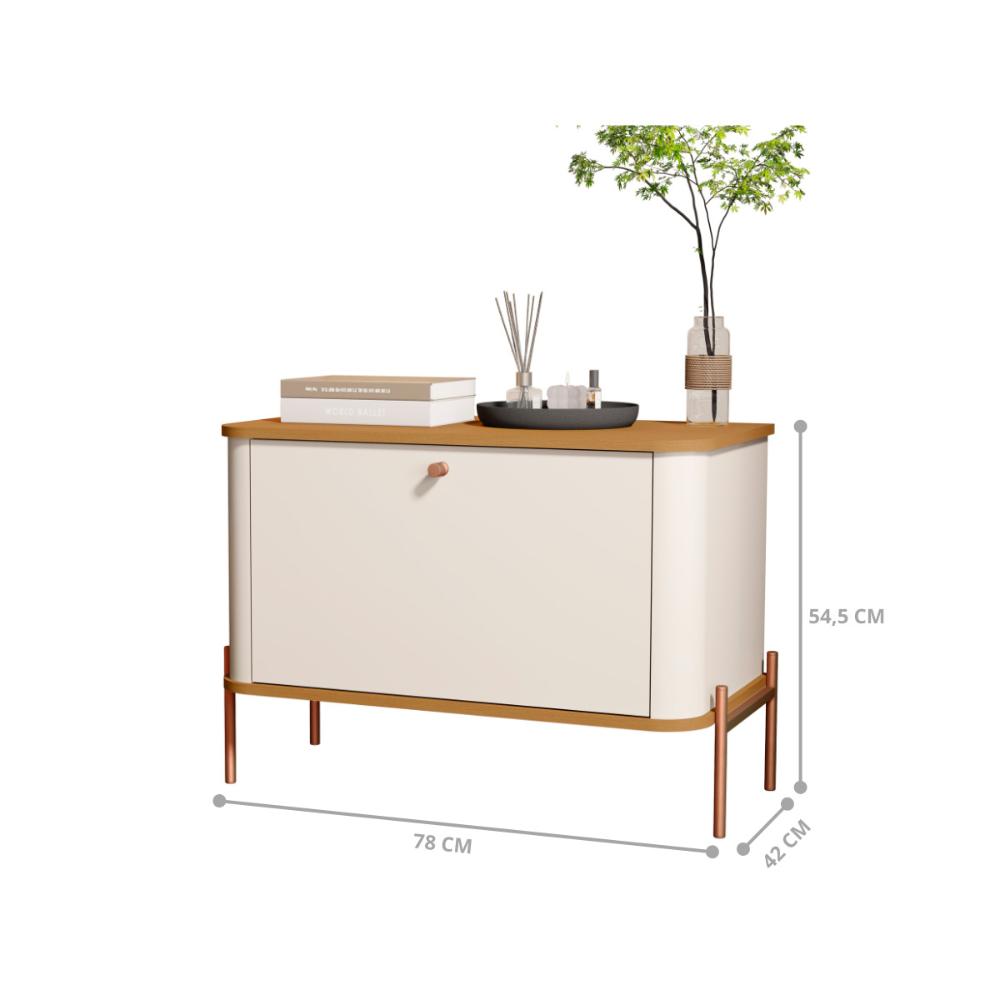 Cômoda Pequena Irondale Off White Nature Bronze